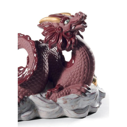 The Dragon Sculpture - Golden Lustre And Red (Lladro Special Order)