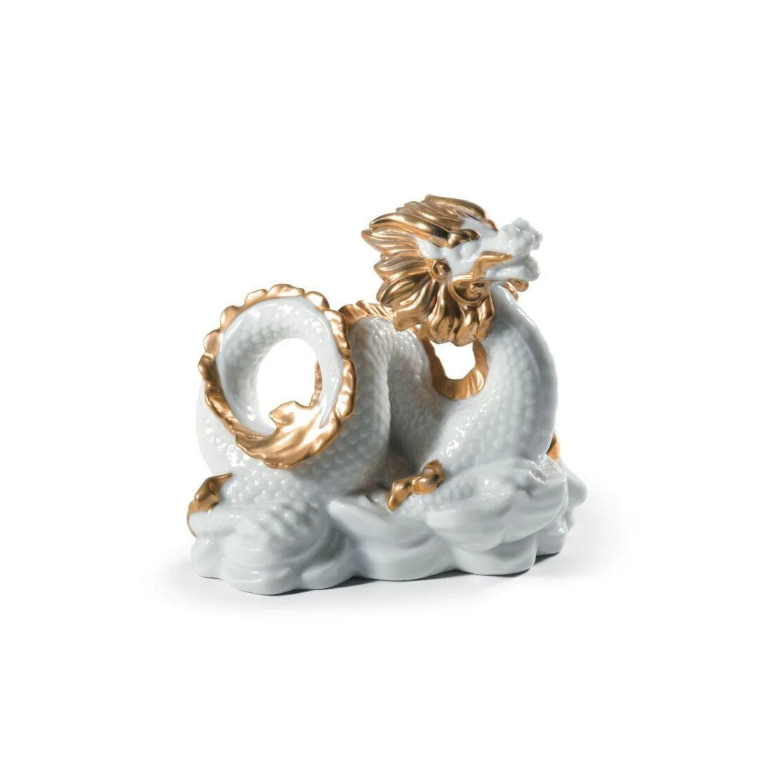 The Dragon Sculpture - Golden Lustre And White (Lladro Special Order)