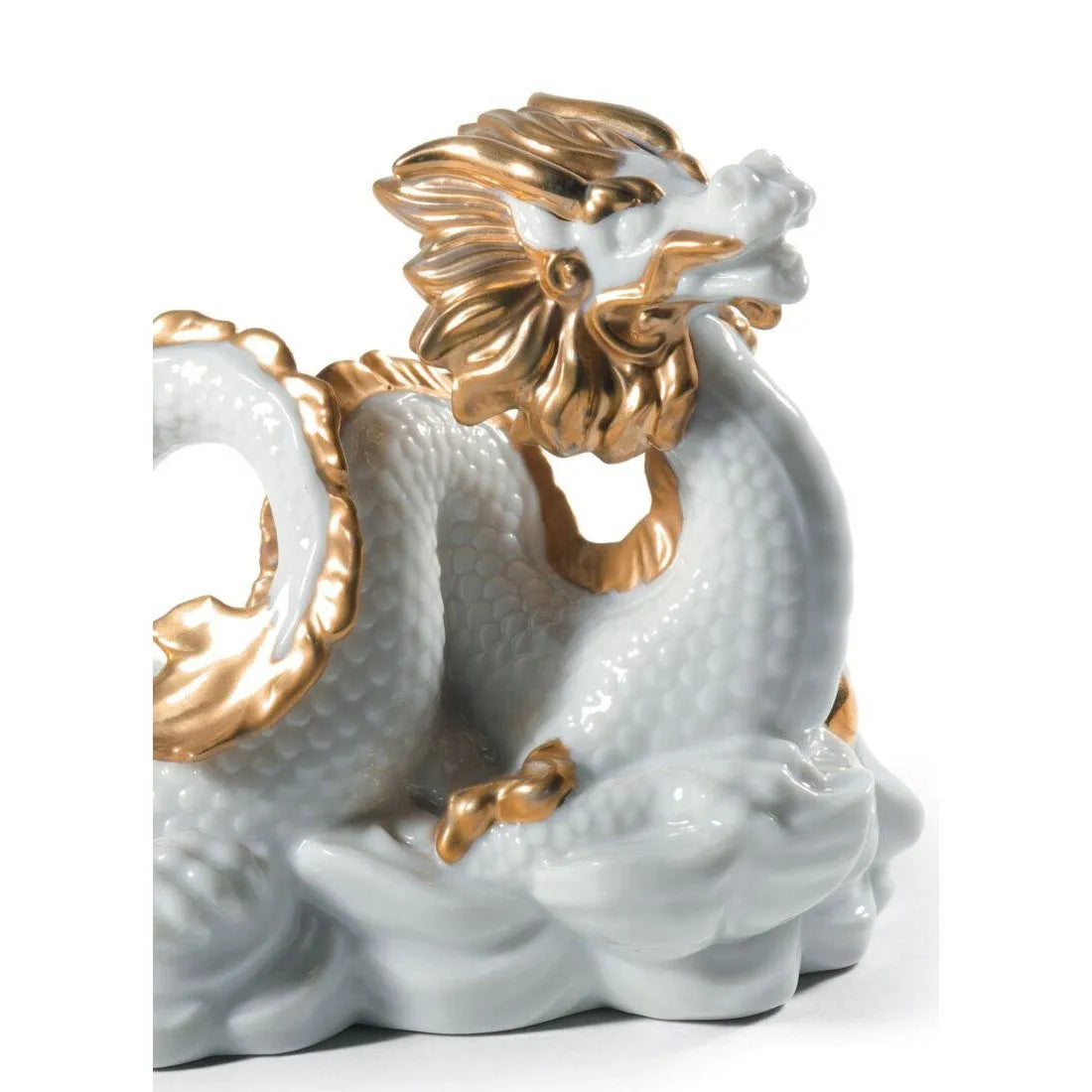 The Dragon Sculpture - Golden Lustre And White (Lladro Special Order)