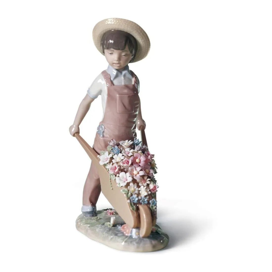 Wheelbarrow With Flowers Boy Figurine (Lladro Special Order)