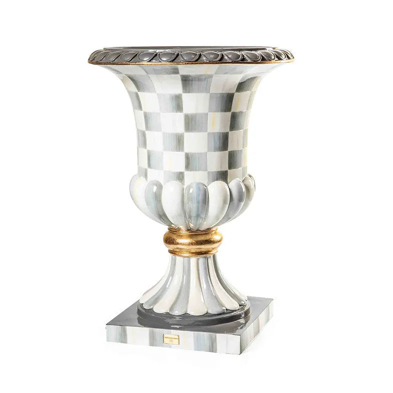 Sterling Check Pedestal Urn (Mackenzie Childs)