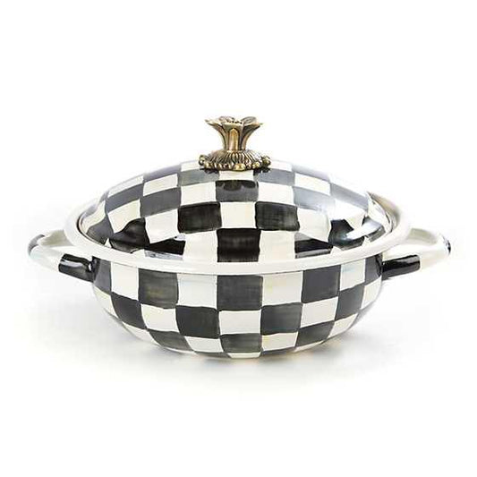 Courtly Check Enamel Casserole - Medium (Mackenzie Childs) - Gallery Gifts Online 