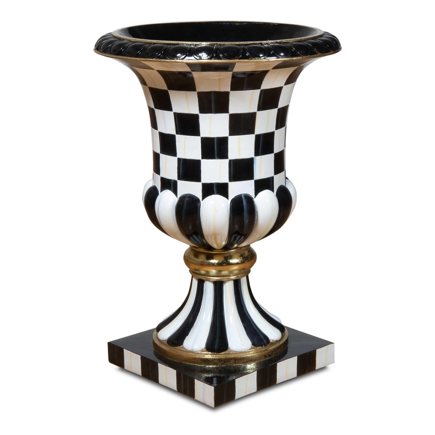 Courtly Check Pedestal Urn (Mackenzie Childs) - Gallery Gifts Online 