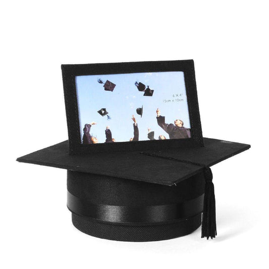 4 x 6 - Black Suede Graduation Hat Box - Gallery Gifts Online 