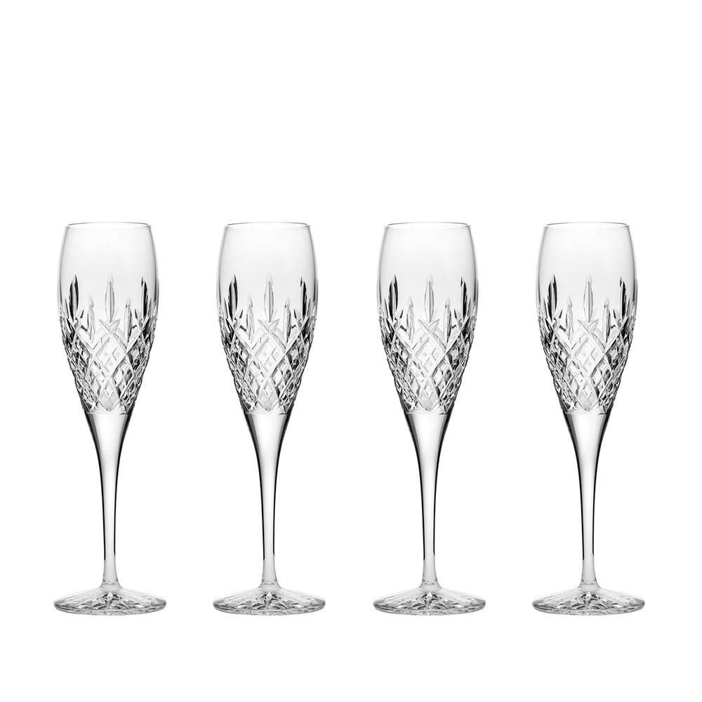 Four Champagne Flutes - London (Royal Scot Crystal) - Gallery Gifts Online 