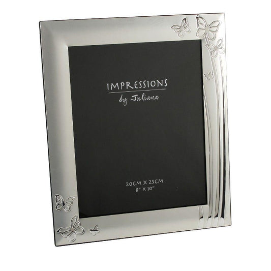 8x10 Silver Plated Butterfly Design Photo Frame - Gallery Gifts Online 