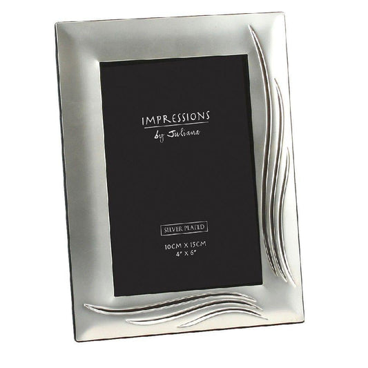 4x6 Silver Plated Satin Grass Blade Photo Frame - Gallery Gifts Online 