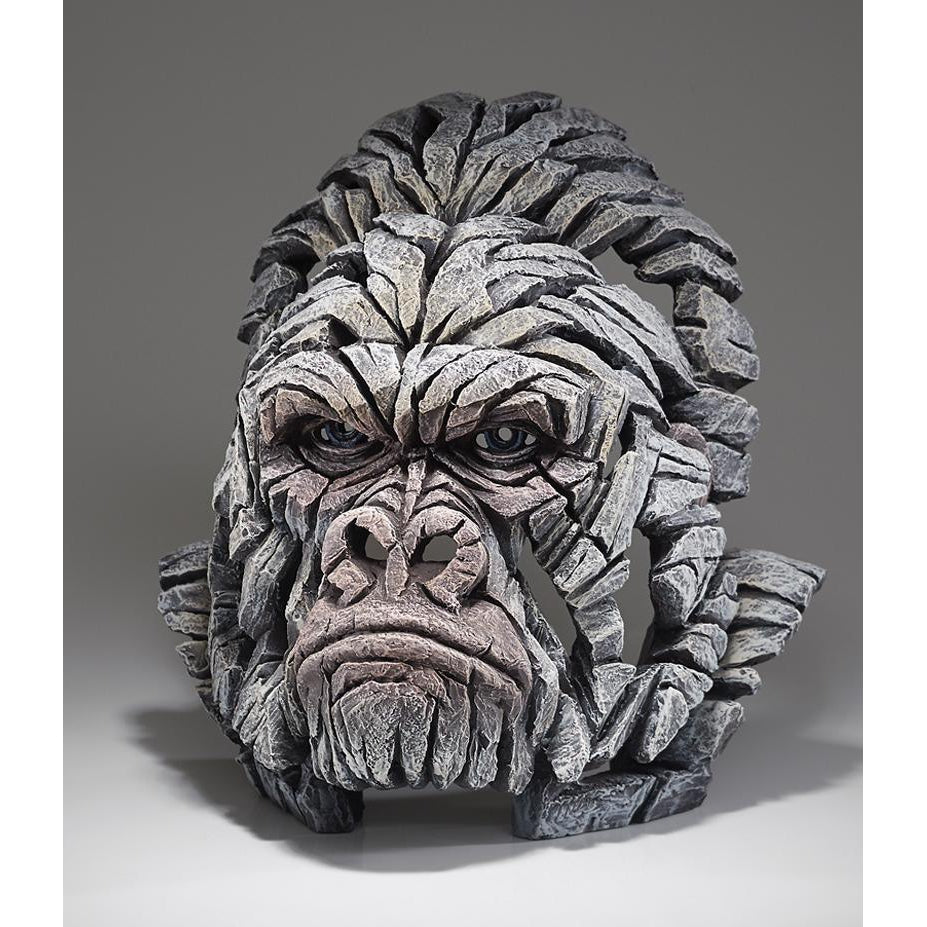 Gorilla Bust - White Sculpture (Edge Sculpture by Matt Buckley) - Gallery Gifts Online 