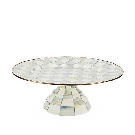 Sterling Check Enamel Pedestal Platter - Large (Mackenzie Childs) - Gallery Gifts Online 