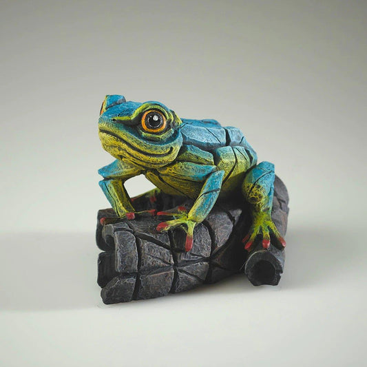 Tree Frog - Blue-Yellow Sculpture (Edge Sculpture by Matt Buckley) - Gallery Gifts Online 