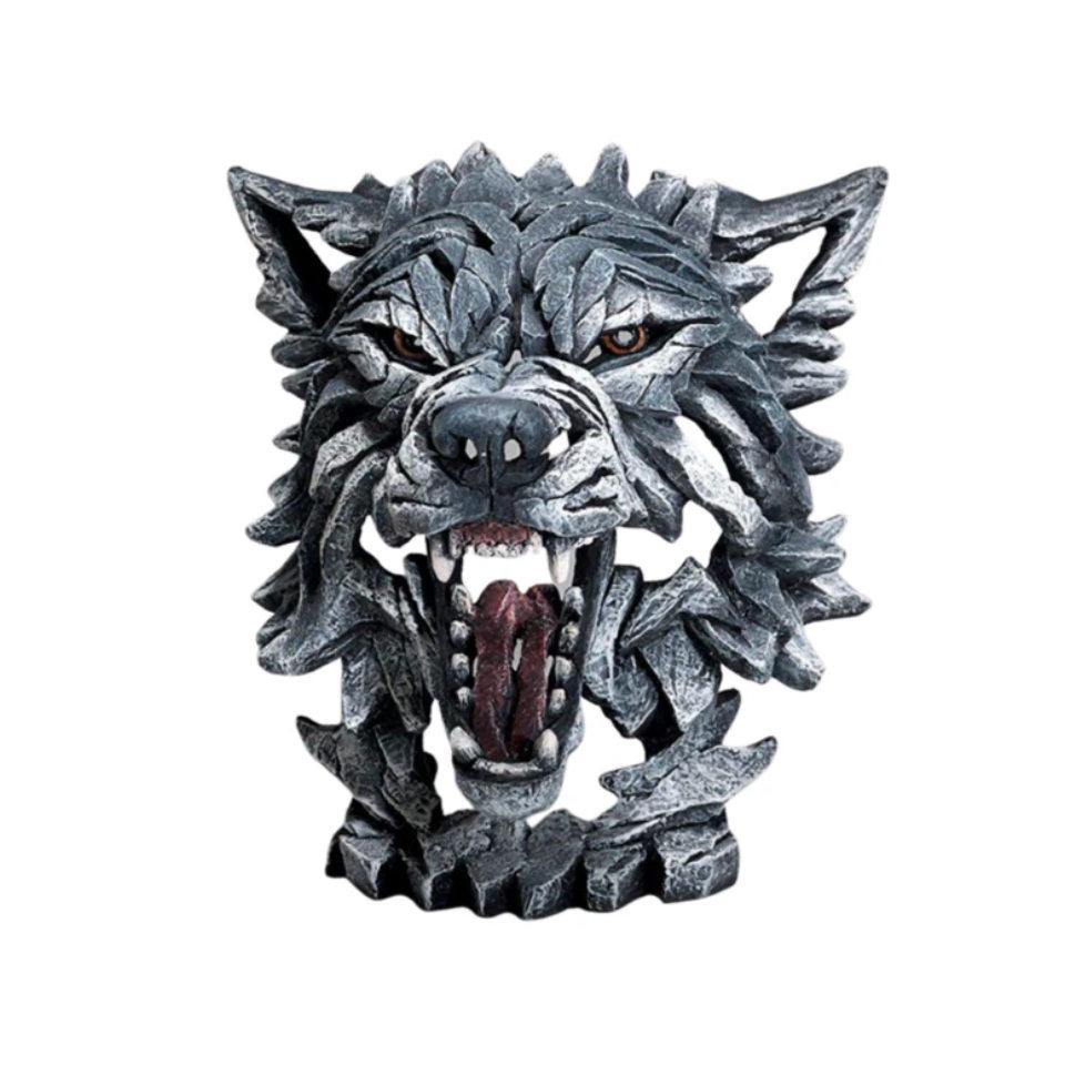 Wolf Bust Sculpture - Grey (Edge Sculpture by Matt Buckley) - Gallery Gifts Online 